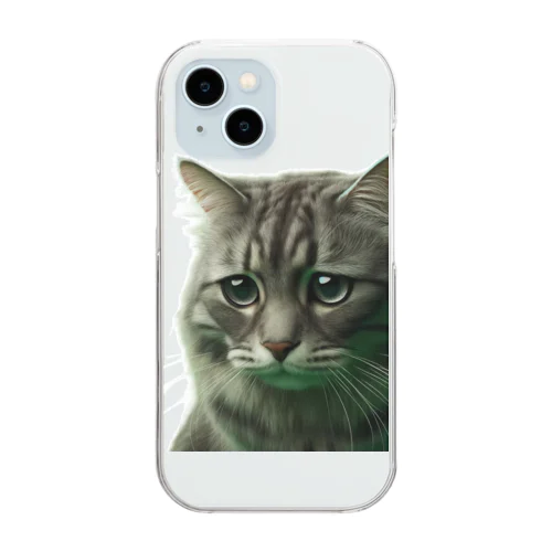 怒られる猫ミーム Clear Smartphone Case