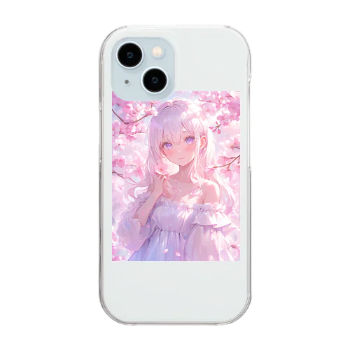 桜の下の少女幸せいっぱい　なでしこ1478 Clear Smartphone Case