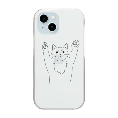 飛びかかる猫 Clear Smartphone Case