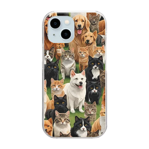 犬と猫 Clear Smartphone Case