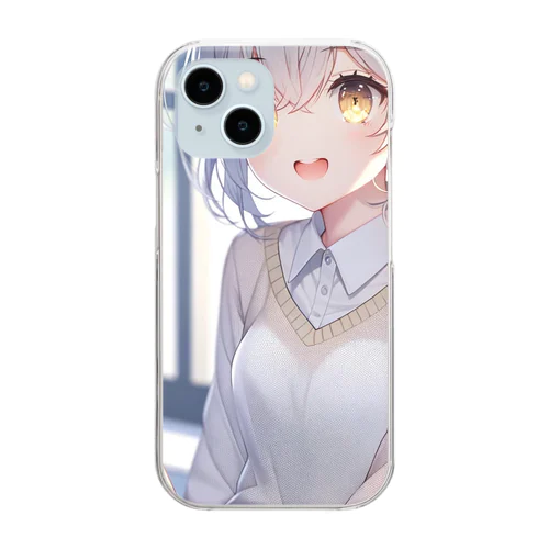 銀髪美少女 Clear Smartphone Case