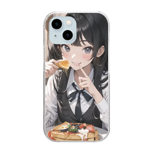 朝食中の女子高生2 Clear Smartphone Case