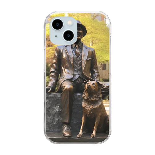 人と犬の銅像　なでしこ1478 Clear Smartphone Case