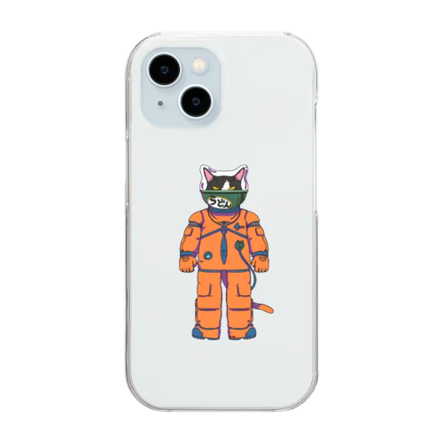 宇宙飛行士猫(オレンジ) Clear Smartphone Case