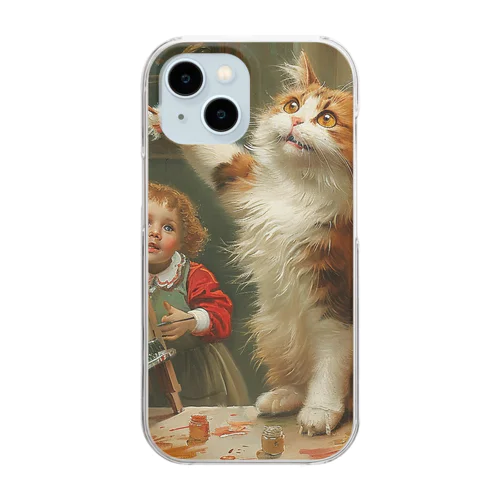 猫が絵を教えているアメジスト 2846 Clear Smartphone Case