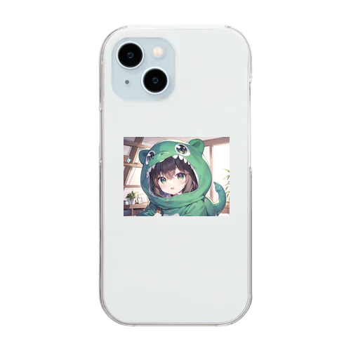 恐竜の着ぐるみを着た女の子 Clear Smartphone Case