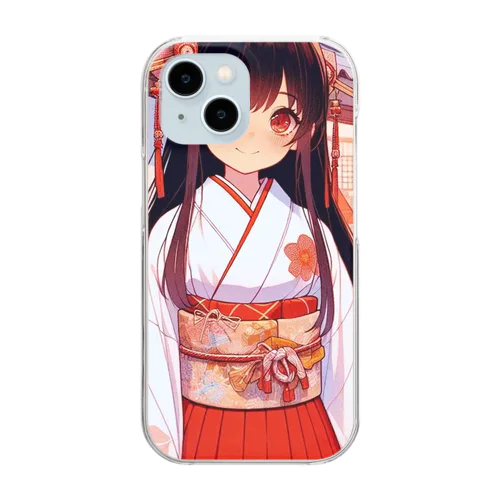 かわいい巫女さん Clear Smartphone Case