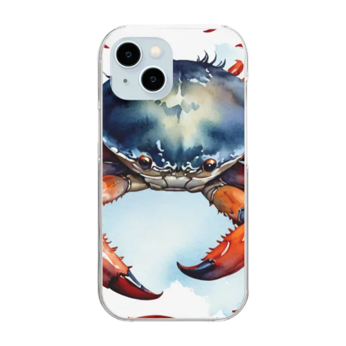 水墨画カニ Clear Smartphone Case