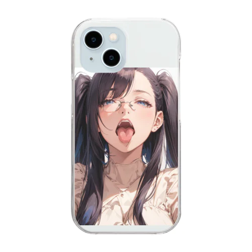 黒髪美少女　美鈴ちゃんメガネ Clear Smartphone Case