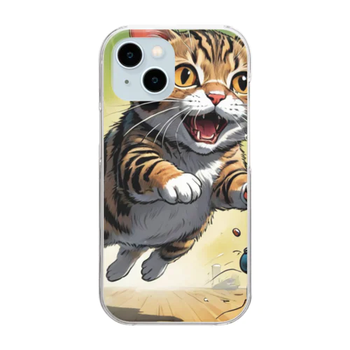 駆け出す猫 Clear Smartphone Case