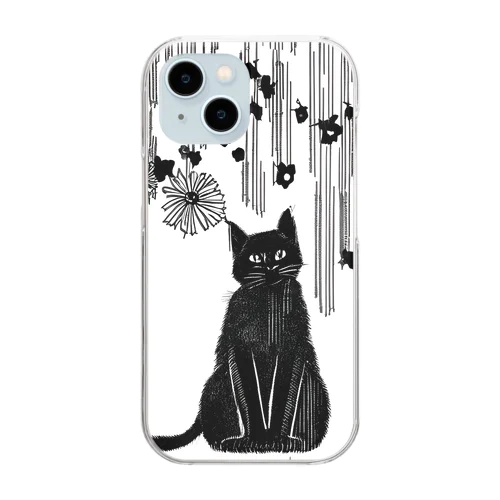 黒猫　大正ロマン　モノクロ　絵画 Clear Smartphone Case