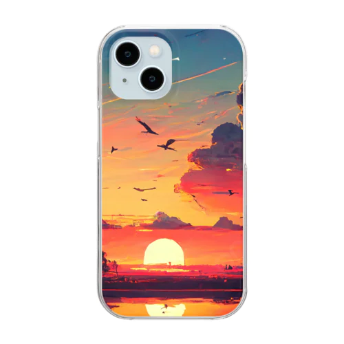 夕陽道のお散歩 Clear Smartphone Case