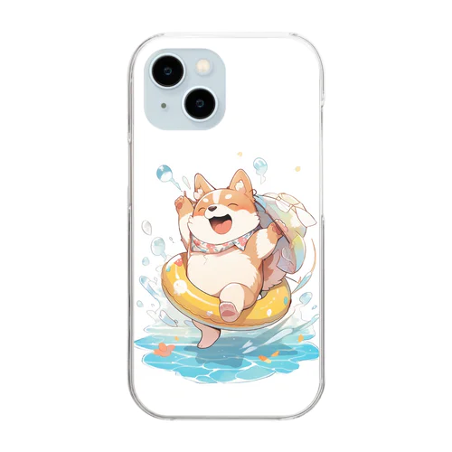 夏休み中の柴犬 Clear Smartphone Case