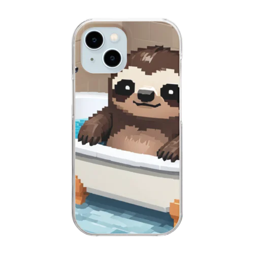 お風呂に入っているナマケモノ Clear Smartphone Case