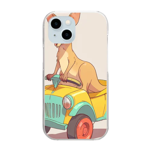 おもちゃの車に乗ったかわいいカンガルー Clear Smartphone Case