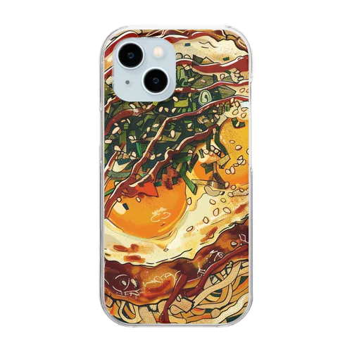 目玉焼きを乗せたお好みモダン焼き　kouchan 1616 Clear Smartphone Case