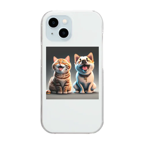 ご機嫌な猫と犬 Clear Smartphone Case