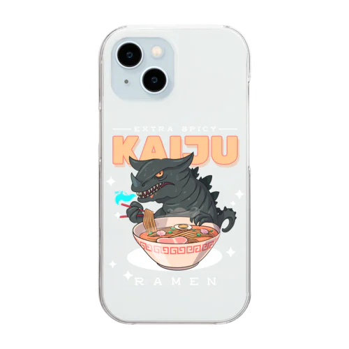 レトロアニメ怪獣ラーメン  Clear Smartphone Case