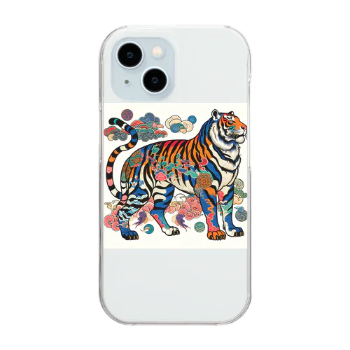 浮世絵風　虎（威風堂々）"Ukiyo-e Style: Majestic Tiger" "浮世绘风格：威风凛凛的虎" Clear Smartphone Case