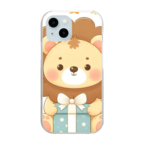 かわいいライオンが座ってる Clear Smartphone Case