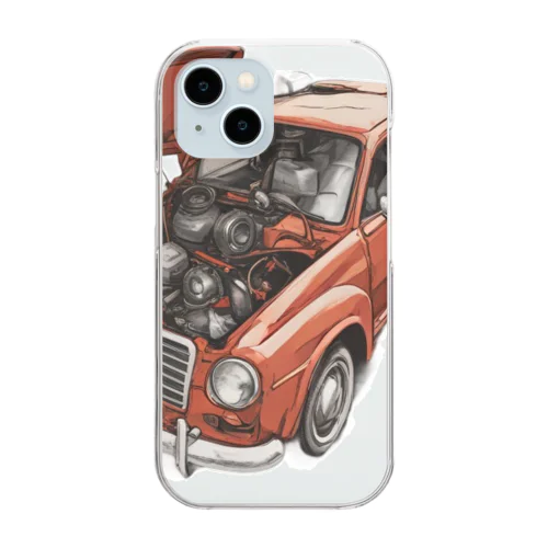 スポーティな赤い車がセンターに駐車。 Clear Smartphone Case