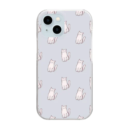 ねこねこねこねこピンクシャム猫柄 Clear Smartphone Case