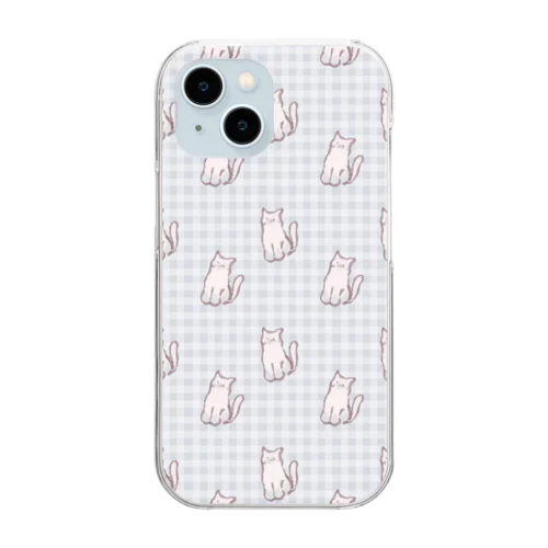 ねこねこねこねこピンクシャム猫ギンガムチェック Clear Smartphone Case