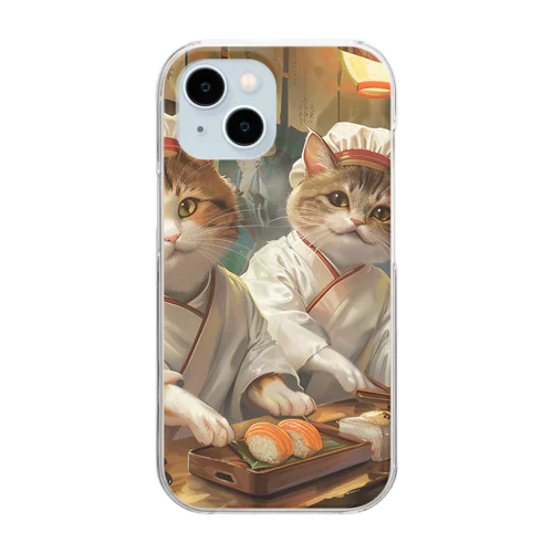 猫の寿司板さん　エンジェル717 2065 Clear Smartphone Case