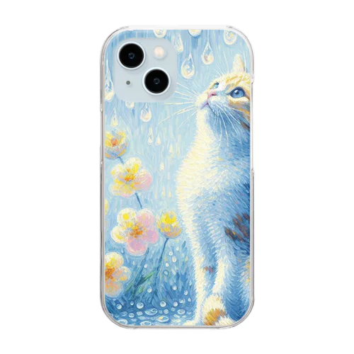 雨粒と猫 Clear Smartphone Case