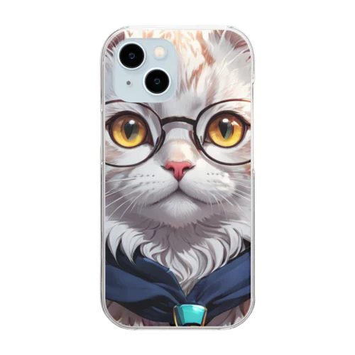 メガネをかけたおしゃれな猫 Clear Smartphone Case