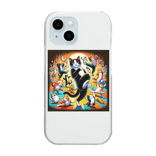 猫のダンスパーティー Clear Smartphone Case