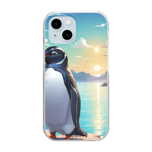 海辺のペンギン画像！ Clear Smartphone Case