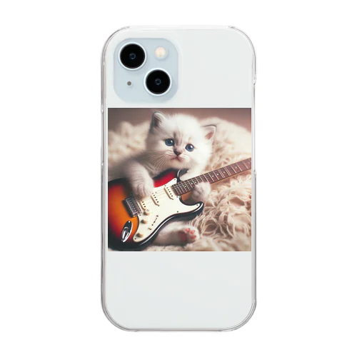 ストラトと白い子猫 Clear Smartphone Case