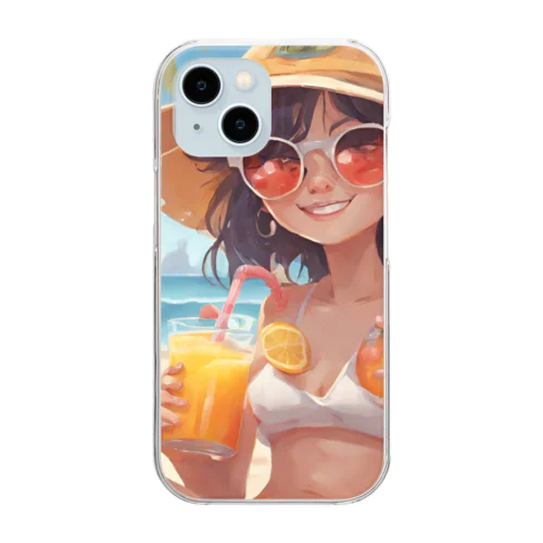 ビーチガール Clear Smartphone Case