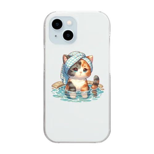 三毛猫さんの入浴 Clear Smartphone Case