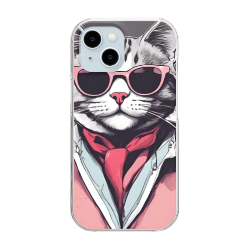 ダンディーねこさん Clear Smartphone Case