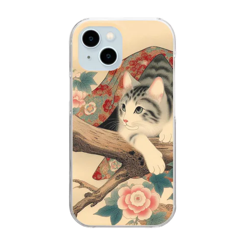 猫LOVE items 鯖虎かくれんぼ Clear Smartphone Case