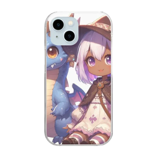 ドラゴンと可愛い女の子3 Clear Smartphone Case