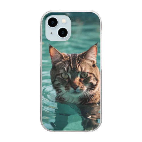 泳ぐ猫 Clear Smartphone Case