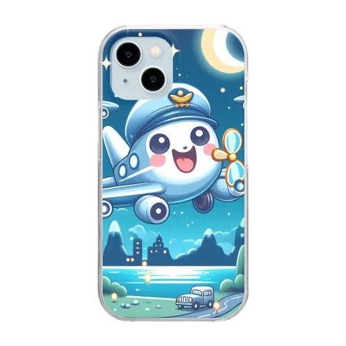 キラキラ夜景飛行くん Clear Smartphone Case