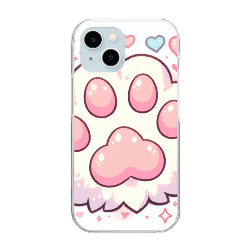 かわいいピンクの肉球 Clear Smartphone Case