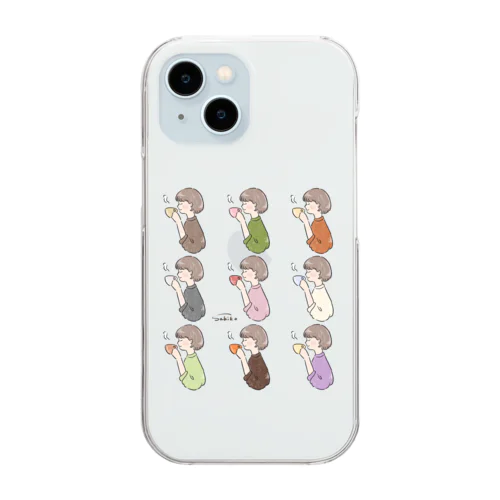 ほっとひと息つく女の子　オール Clear Smartphone Case