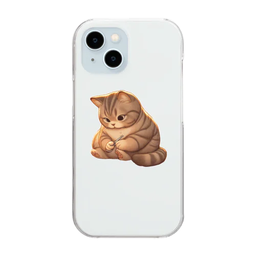 爪を研ぐ猫 Clear Smartphone Case