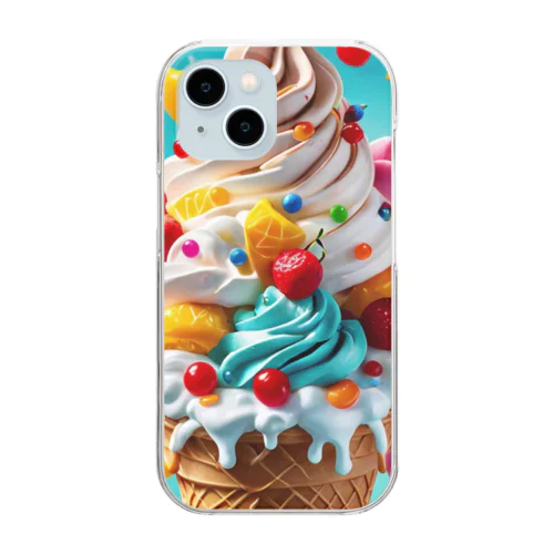 ソフトクリームのアイスクリーム Clear Smartphone Case