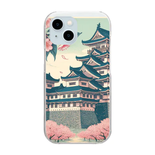 Spring in Himeji, Japan: Ukiyoe depictions of cherry blossoms and Himeji Castle Clear Smartphone Case