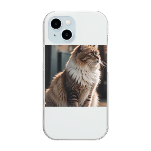 遊び疲れた猫のふわふわのしっぽ Clear Smartphone Case