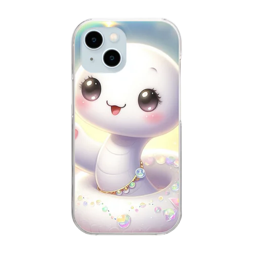 金運アップのファンシー白蛇ちゃん Clear Smartphone Case