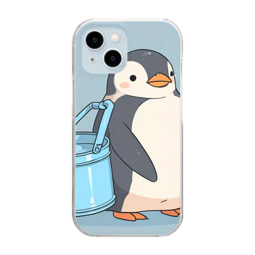 かわいいペンギンとおもちゃのバケツ Clear Smartphone Case