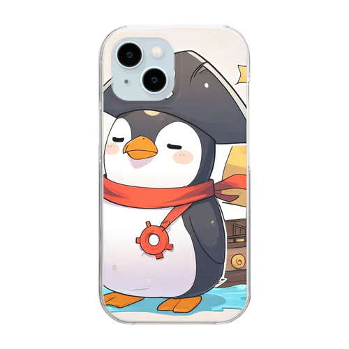 おもちゃの海賊船に乗ったかわいいペンギン Clear Smartphone Case