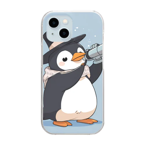 おもちゃの望遠鏡でかわいいペンギンに会おう Clear Smartphone Case
